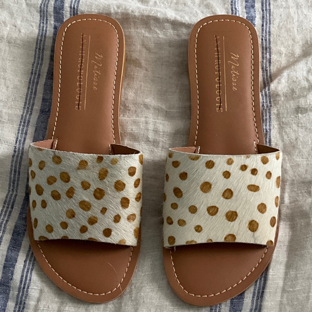 Matisse Anthropologie Havana Cowhide Slides